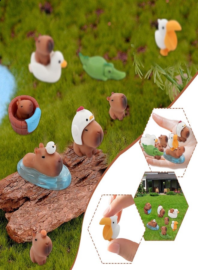 Xorim Capybara Toy 20 Pcs Set Mini Capybara Cute Resin Cake Decoration Suitable for Car Dashboard, Toy House, Micro Landscape Bonsai Craft, Fairy Garden Home Decoration (Khaki) - Image 3